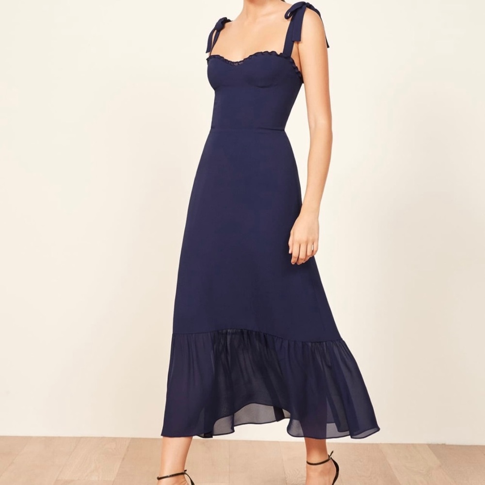 Reformation Nikita Dress, Navy, Size 0